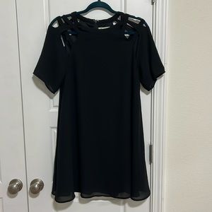 Caged collar shift dress